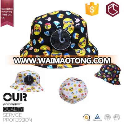 HongXiong professional OEM service vogue style round brim polo polyester printing emoji bucket hat